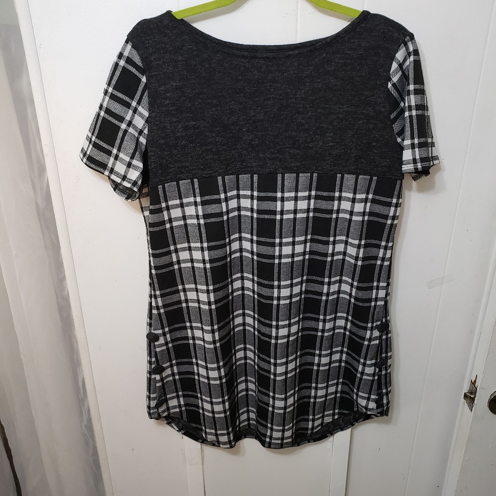 Dolce Bianca Black/White Checkered SS Tunic